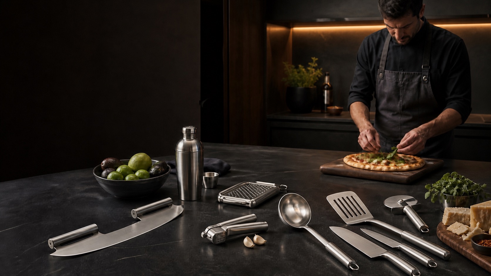 Premium multi-product kitchenware collection in a contemporary kitchen
